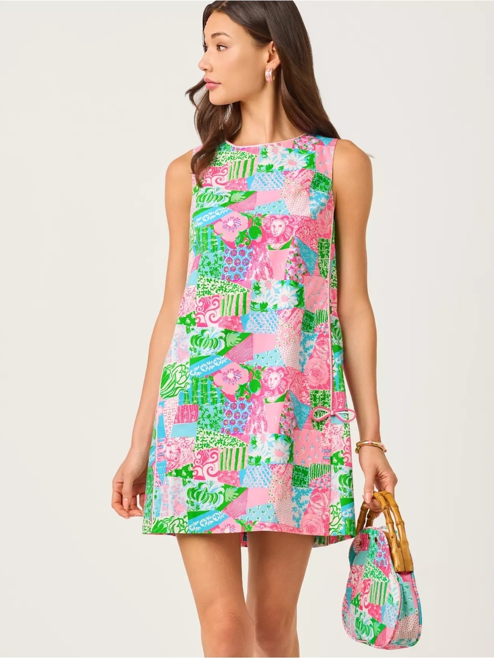 Lilly Pulitzer Patchwork Multi Color Ettie Stretch Shift Mini Dress